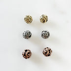 Pewter Decorative Small Swirl Detail Metal Round Beads (2pc)