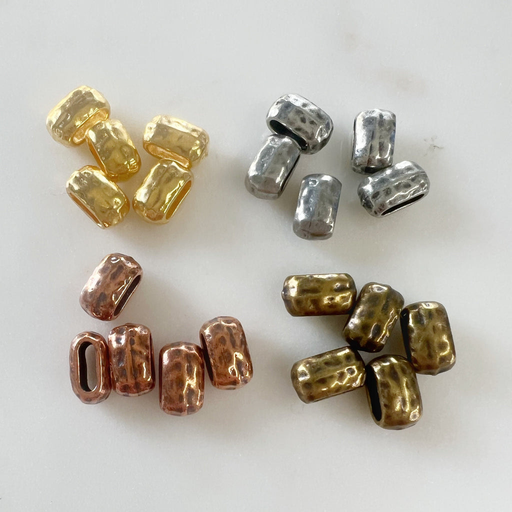 Pewter Metal Artisan Organic Hammered Textured Spacer Bead (5pc)