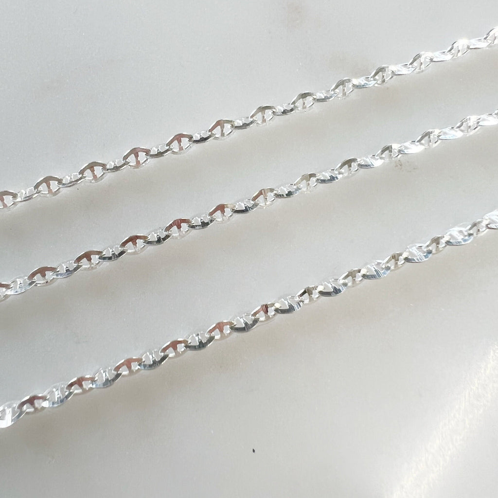 Sterling Silver Mariner Chain Sturdy Choker Chain 3.5mm X – Sold by the Foot