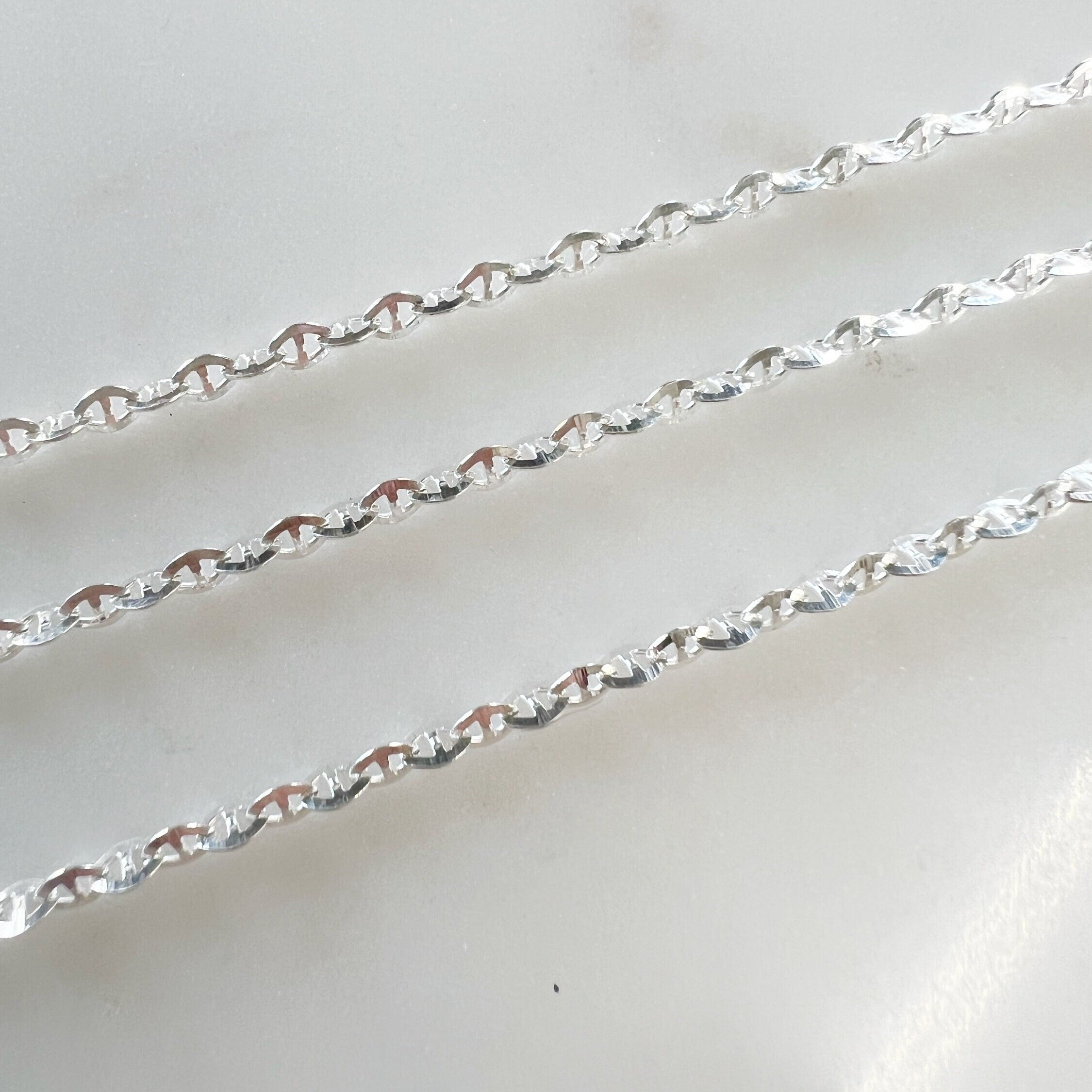 Sterling Silver Mariner Chain Sturdy Choker Chain 3.5mm X – Sold by the Foot