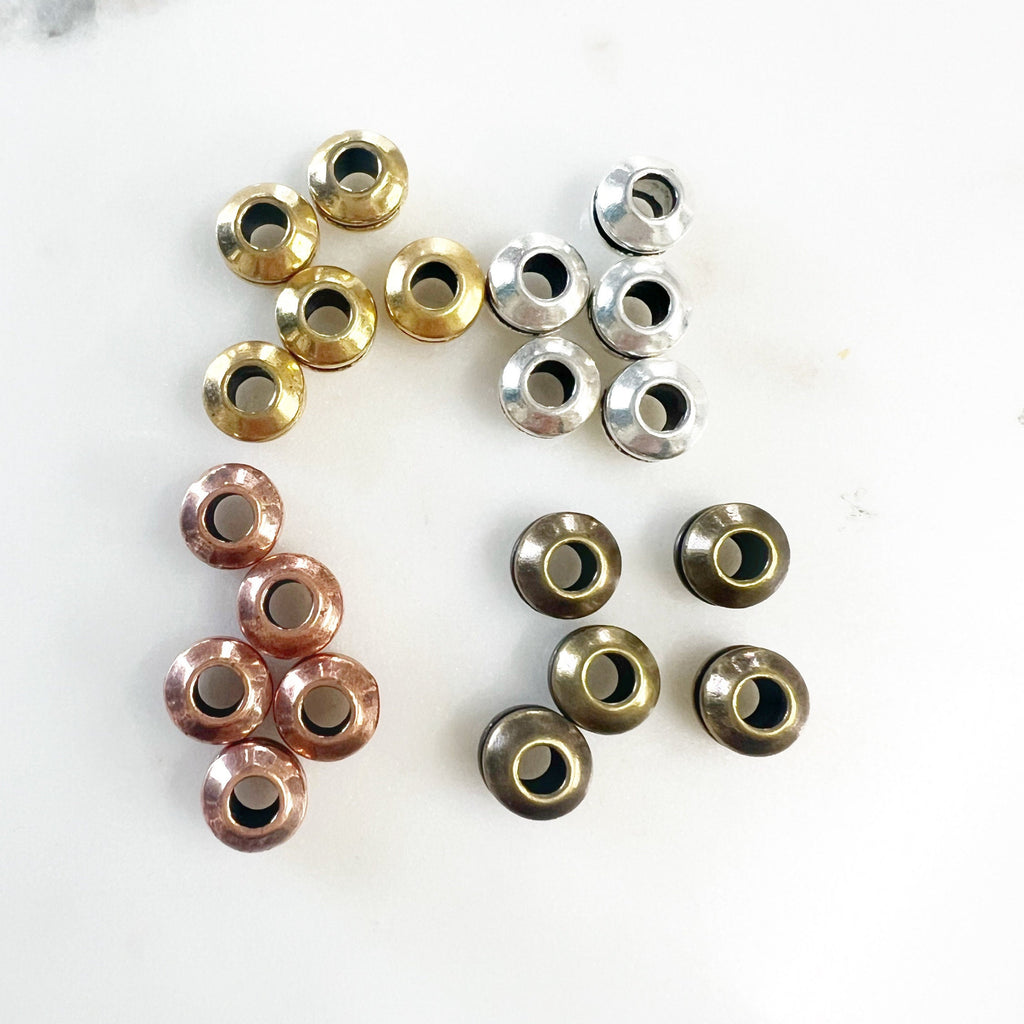 Pewter Large Hole Layer Detail Metal Spacer Beads in Shiny (5pc)