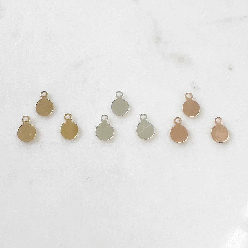 Sterling Silver or 14K Gold Filled 6mm Stamping Round Circle Disc Charm (3pc)