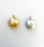 Sterling Silver or Vermeil Detailed Small Flat Sunflower Charm Pendant Nature
