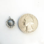 Sterling Silver or Vermeil Detailed Small Flat Sunflower Charm Pendant Nature