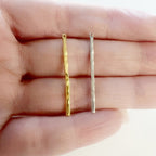 Sterling Silver or Vermeil Thin Textured Bar Charm Pendant with Hole