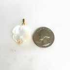 Gold Plated Mother of Pearl Four Leaf Clover Charm Smooth Detailed - Style 2