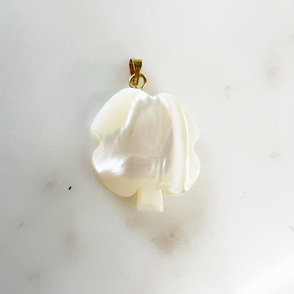 Gold Plated Mother of Pearl Four Leaf Clover Charm Smooth Detailed
