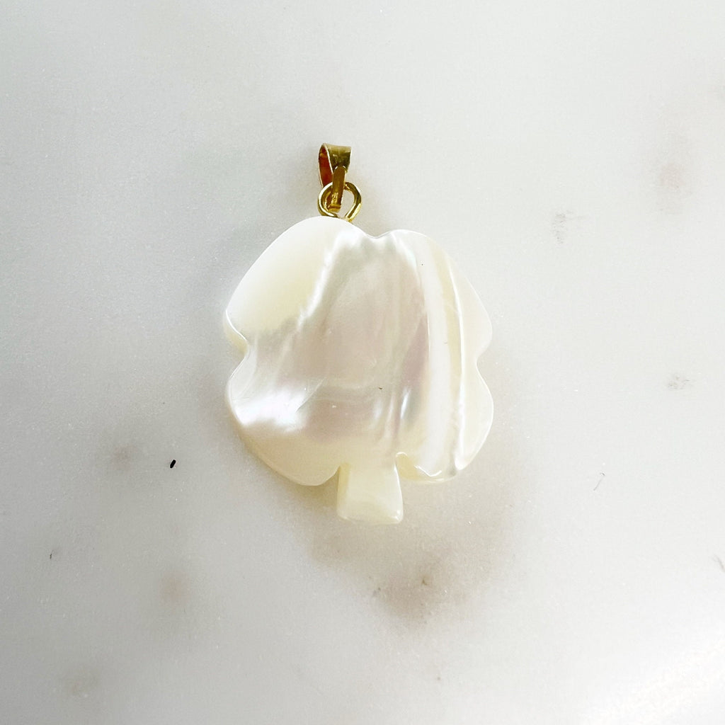 Gold Plated Mother of Pearl Four Leaf Clover Charm Smooth Detailed - Style 2