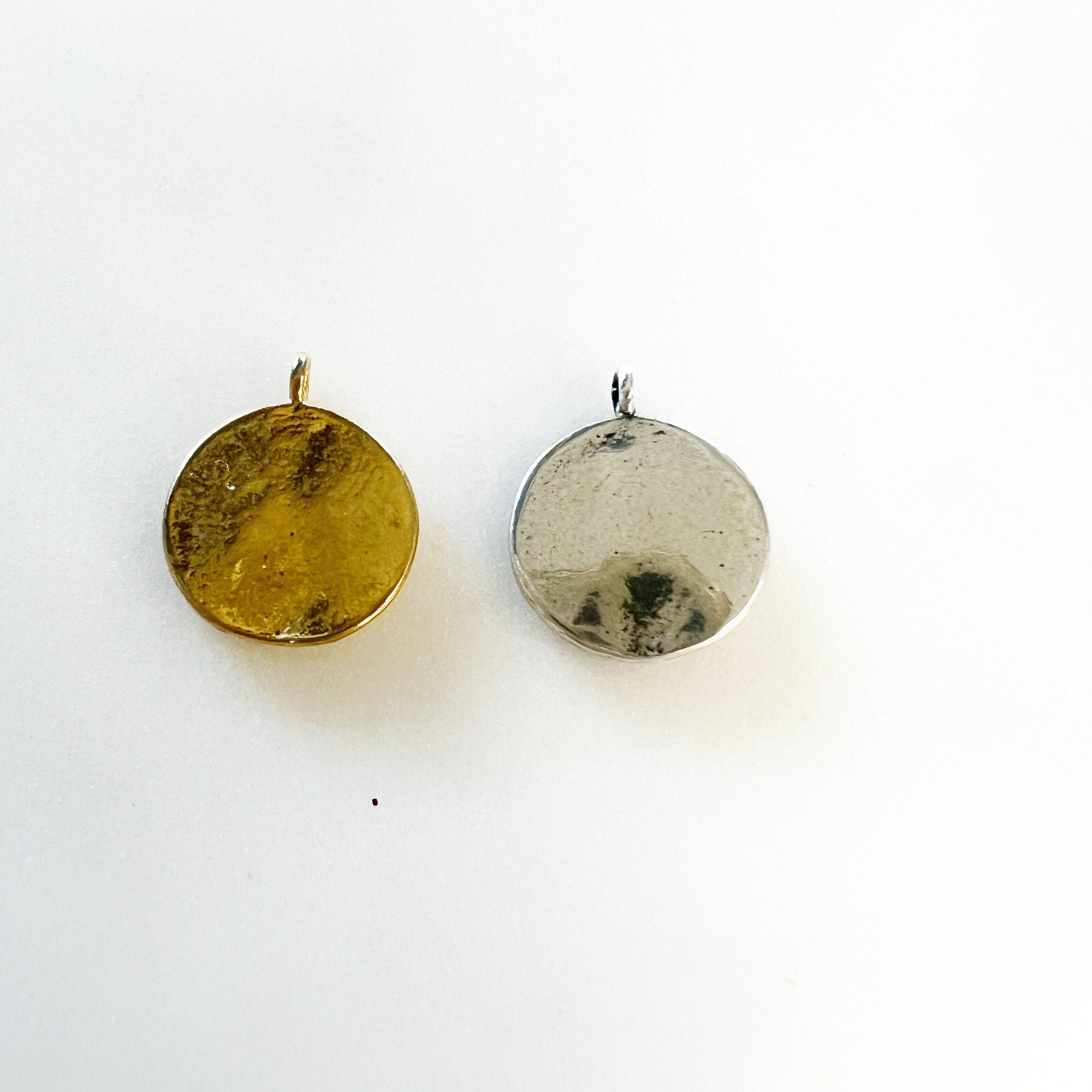 Sterling Silver or Vermeil Raised Pineapple Round Disc Charm Juicy Fruit