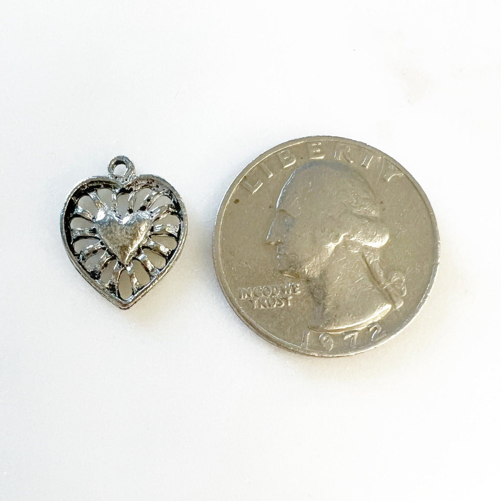 Pewter Heart Within Heart Loop Charms Love Friendship Small (2pc)