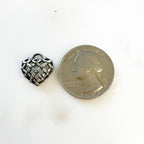 Pewter Basket Weave Style Heart with Tiny Dots Hollow Domed