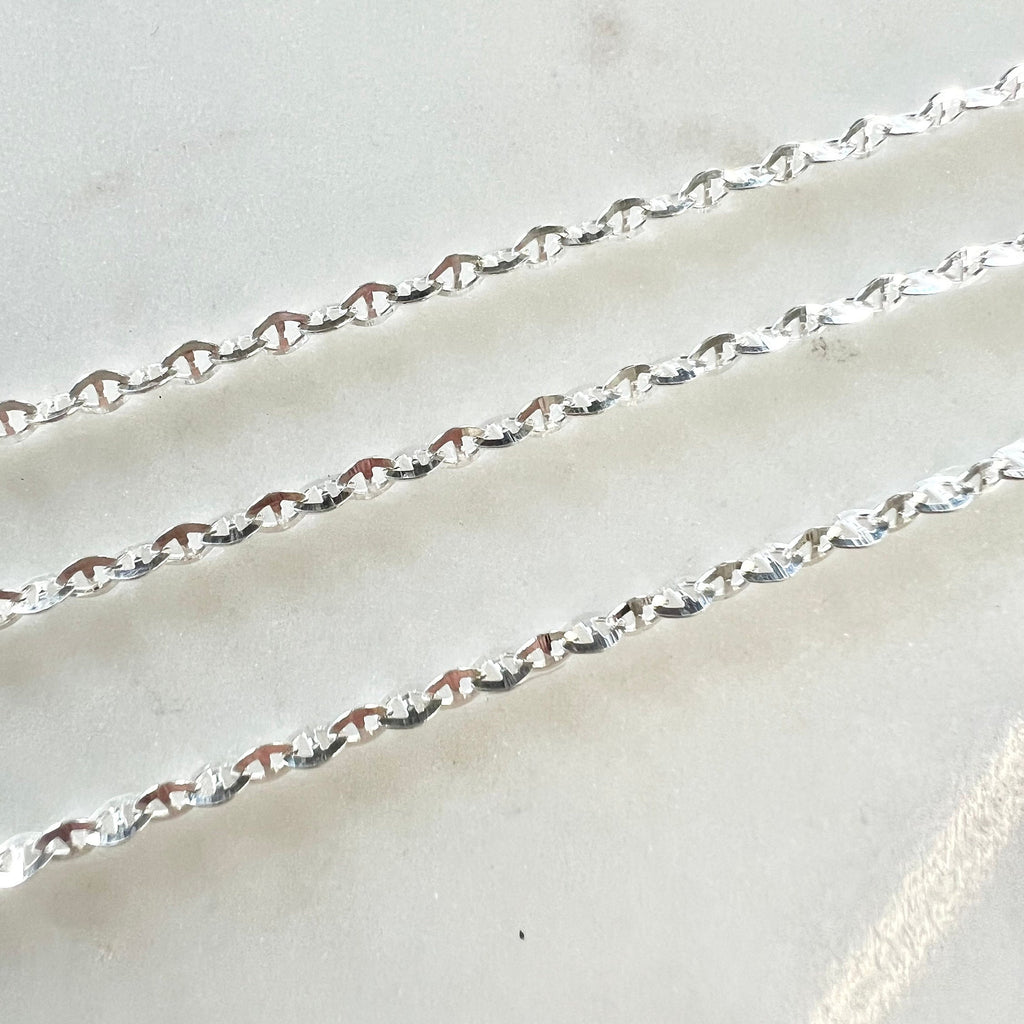 Sterling Silver Mariner Chain Sturdy Choker Chain 3.5mm X – Sold by the Foot