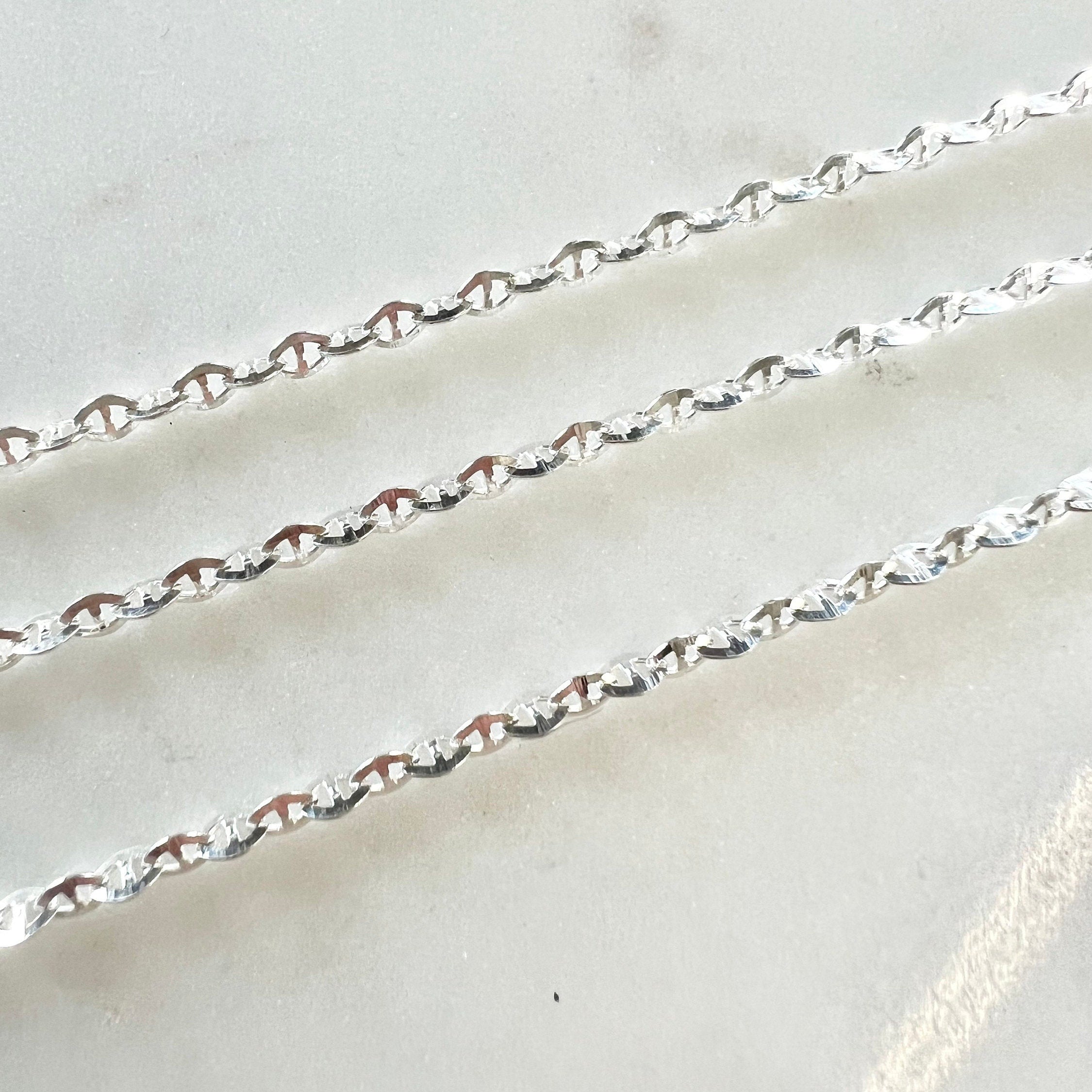 Sterling Silver Mariner Chain Sturdy Choker Chain 3.5mm X – Sold by the Foot