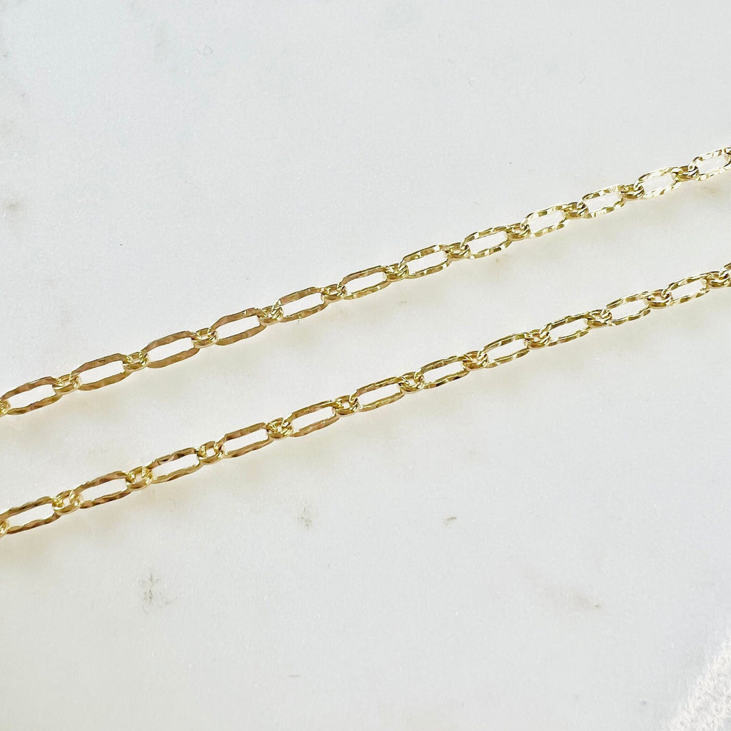 Gold Filled Hammered Textured Flat Nugget Long and Short – Sold by the Foot