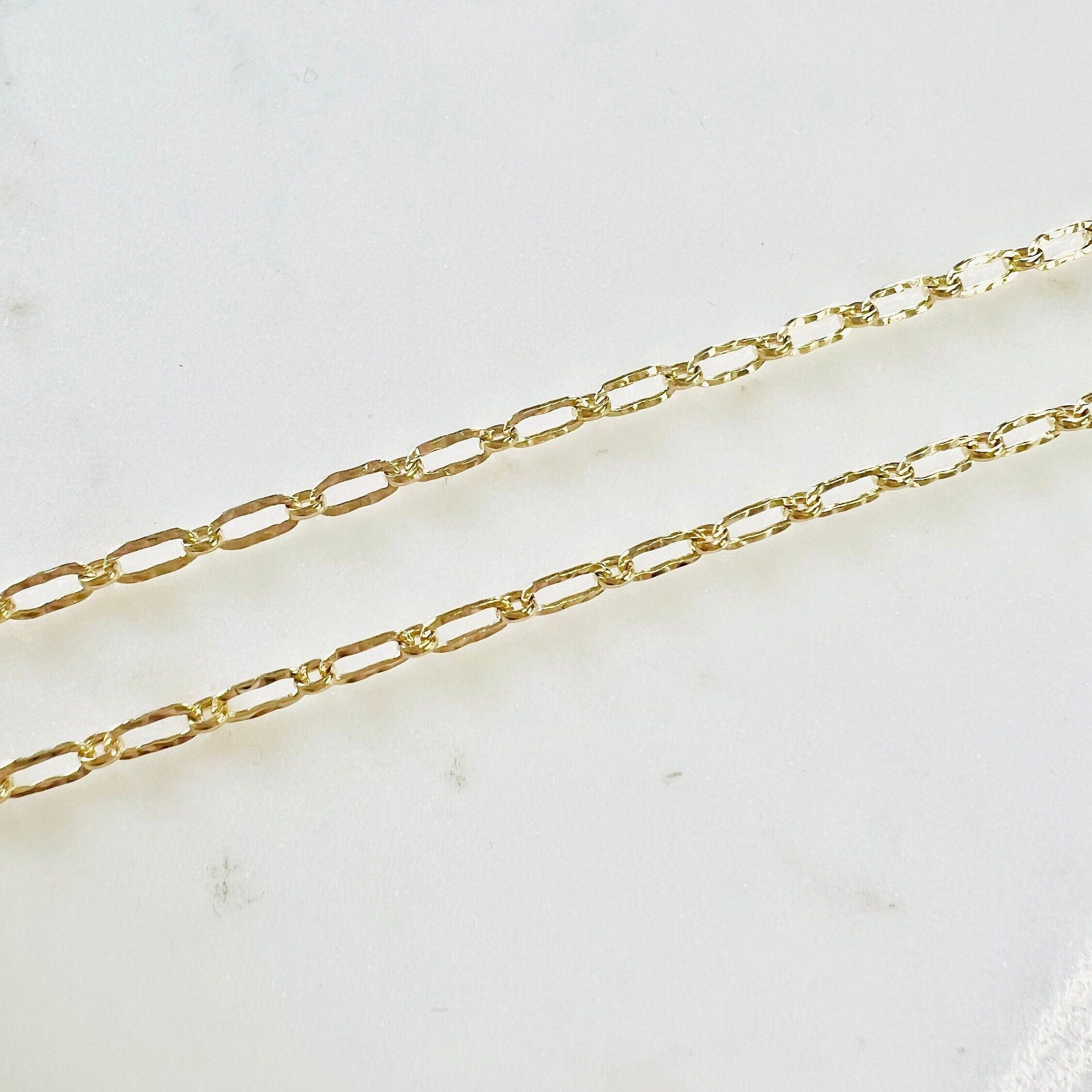 Gold Filled Hammered Textured Flat Nugget Long and Short – Sold by the Foot