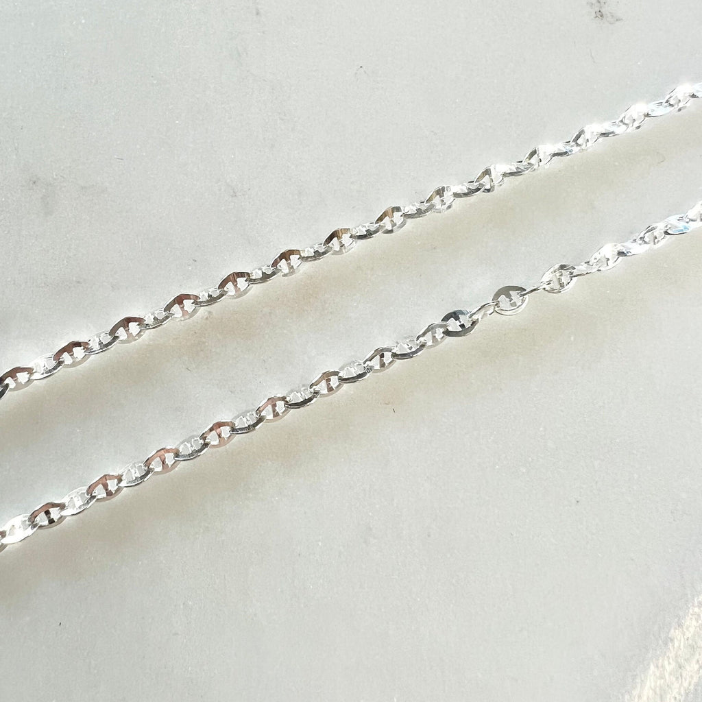 Sterling Silver Mariner Chain Sturdy Choker Chain 3.5mm X – Sold by the Foot