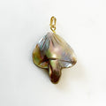 Gold Plated Abalone Shell Mushroom Charm Detailed Shell Charm