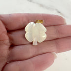 Gold Plated Mother of Pearl Four Leaf Clover Charm Smooth Detailed