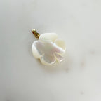 Gold Plated Mother of Pearl Four Leaf Clover Charm Smooth Detailed