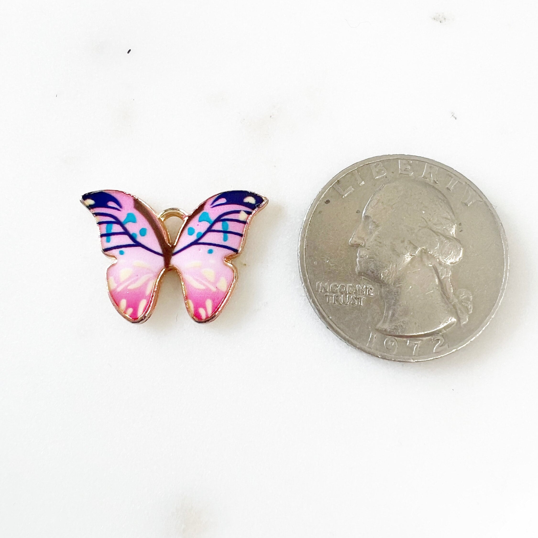 Gold Plated Beautiful Colorful Detailed Butterfly Charm Enamel