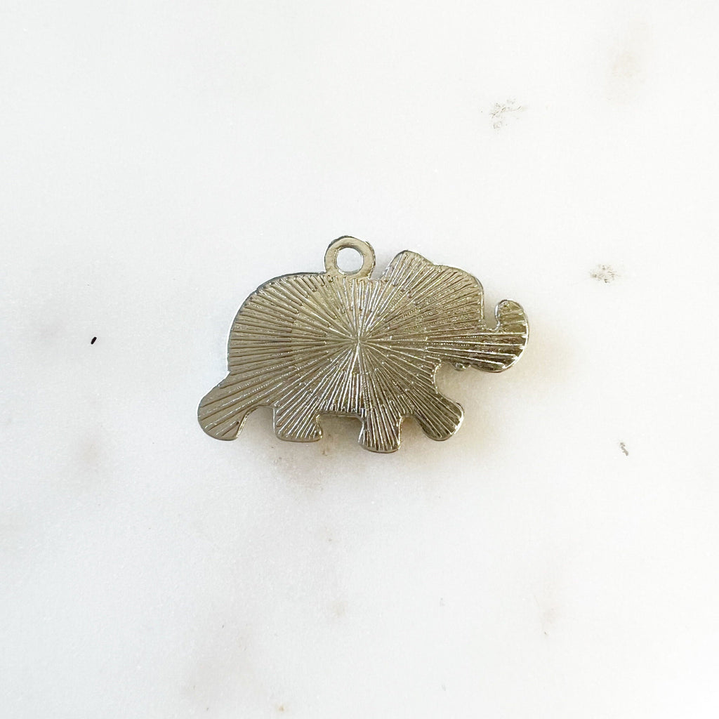 Base Metal Colorful Detailed Elephant Charm Silver Plated Enamel