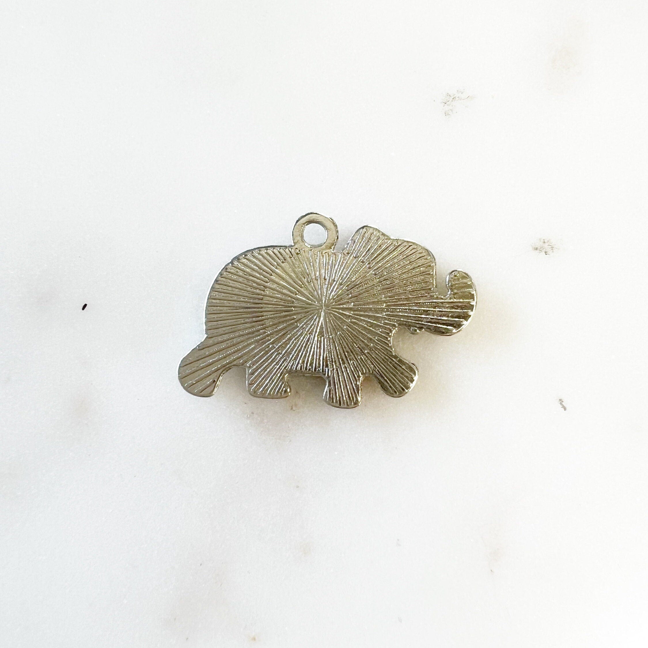 Base Metal Colorful Detailed Elephant Charm Silver Plated Enamel