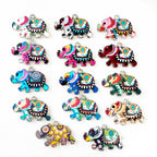 Base Metal Colorful Detailed Elephant Charm Silver Plated Enamel