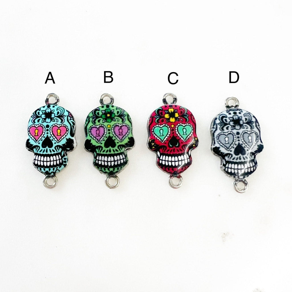 Base Metal Colorful Detailed Day of the Dead Skull Connector Link