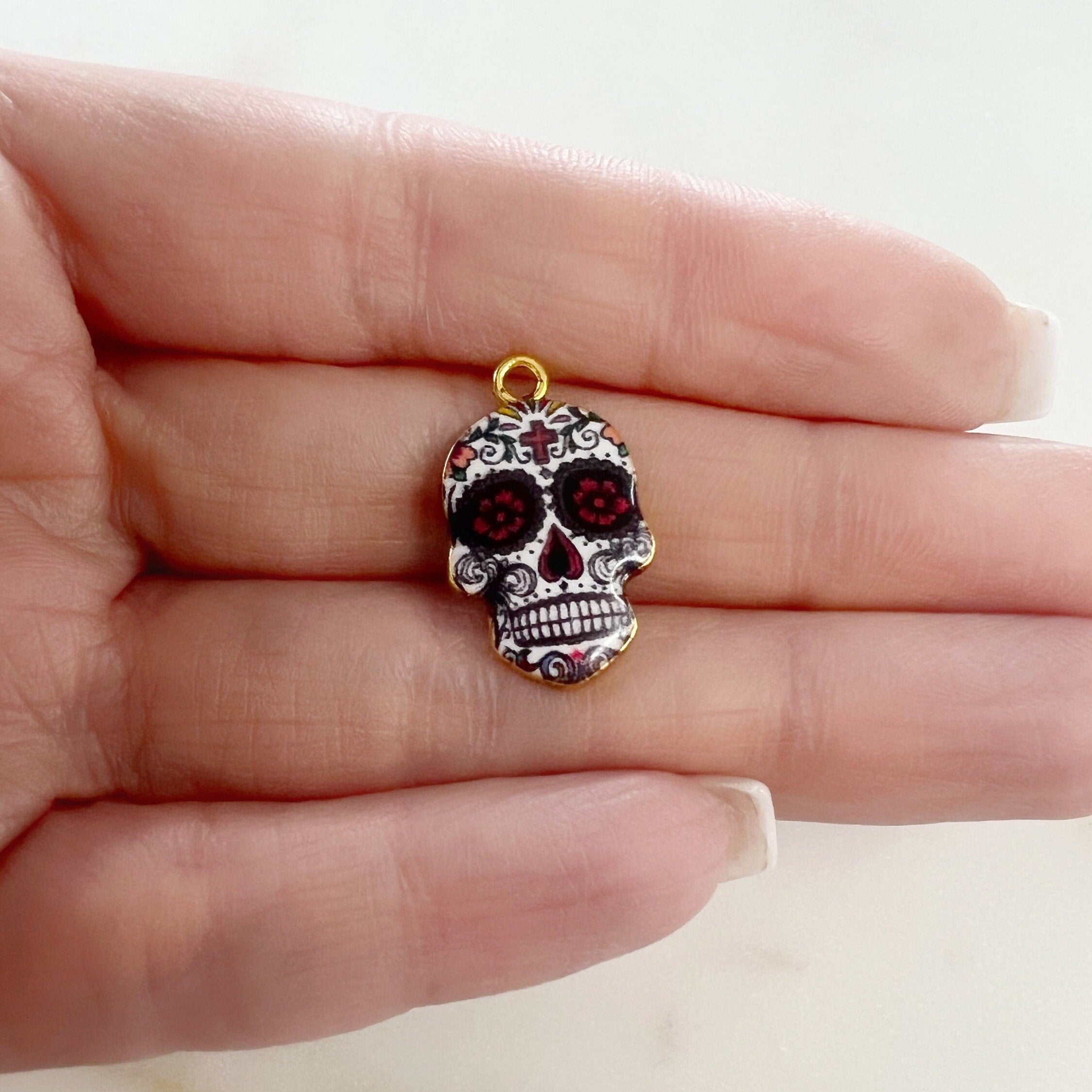 Gold Plated Beautiful Colorful Detailed Day of the Dead 1 Loop