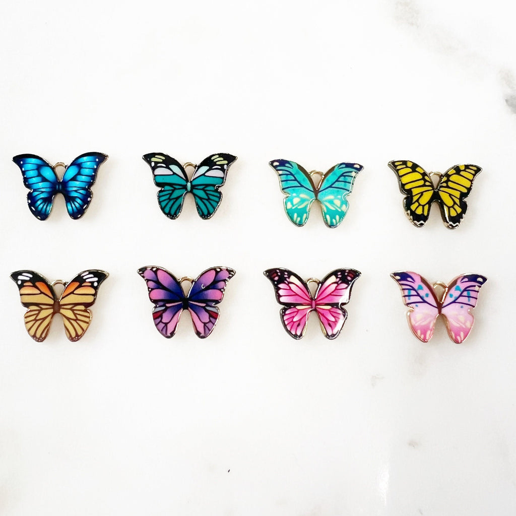 Gold Plated Beautiful Colorful Detailed Butterfly Charm Enamel