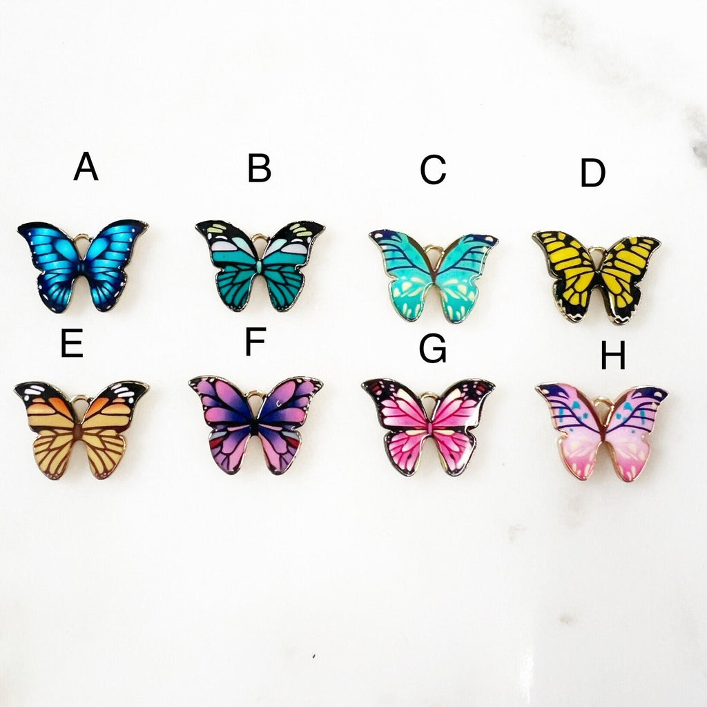 Gold Plated Beautiful Colorful Detailed Butterfly Charm Enamel