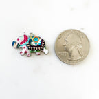 Base Metal Colorful Detailed Elephant Charm Silver Plated Enamel