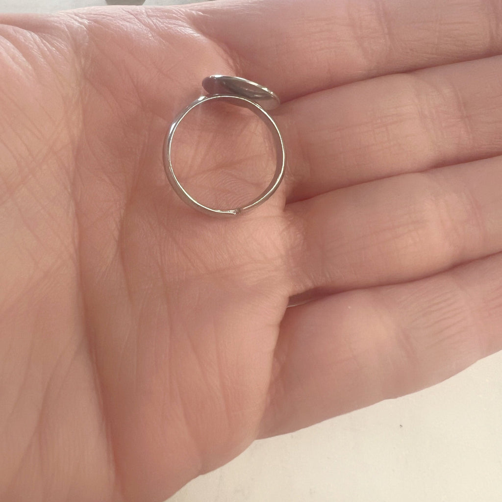 Base Metal Adjustable Glue on Ring Base Nickel Silver Cabochon (5pc)