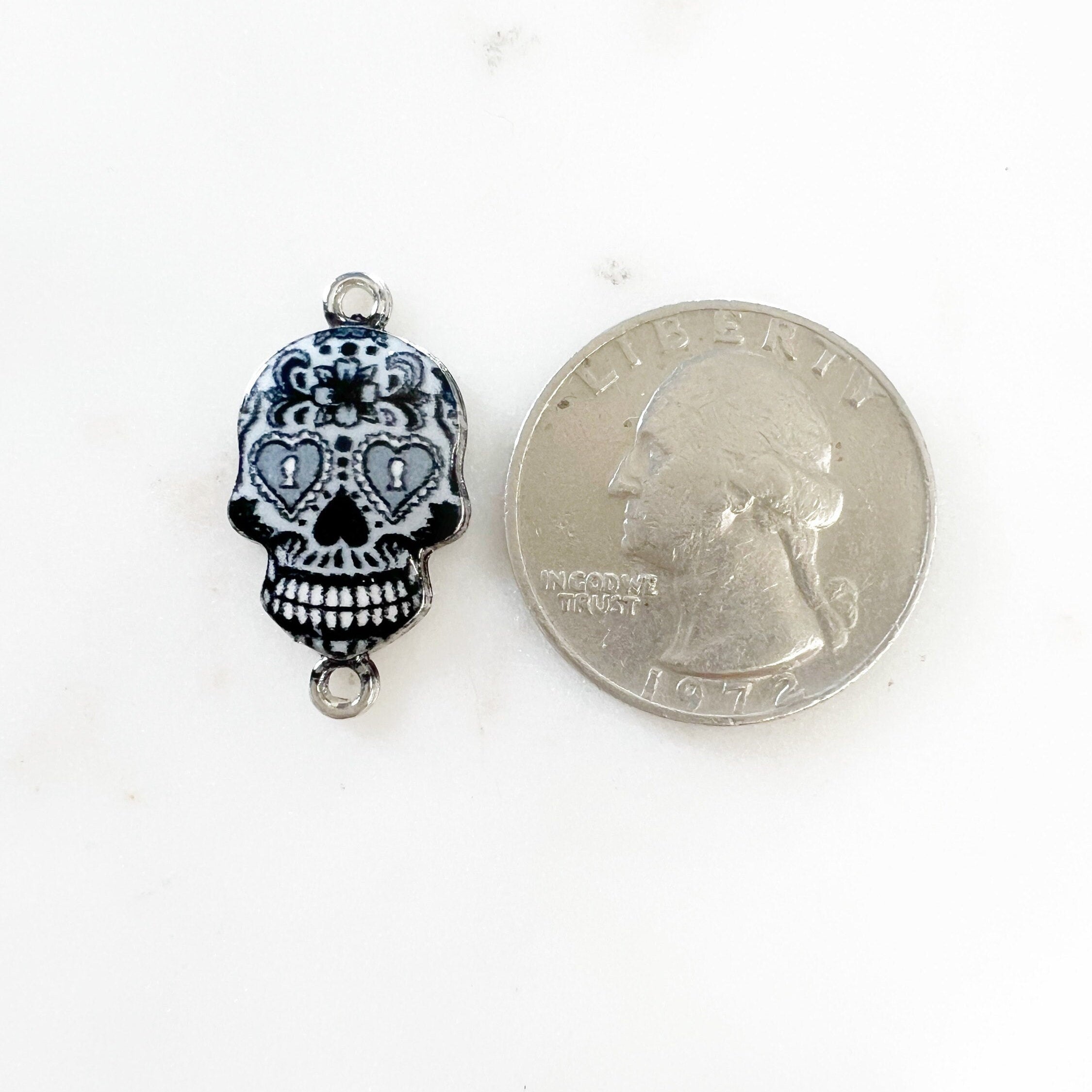 Base Metal Colorful Detailed Day of the Dead Skull Connector Link