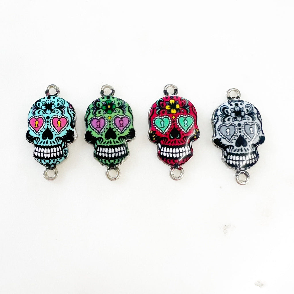 Base Metal Colorful Detailed Day of the Dead Skull Connector Link