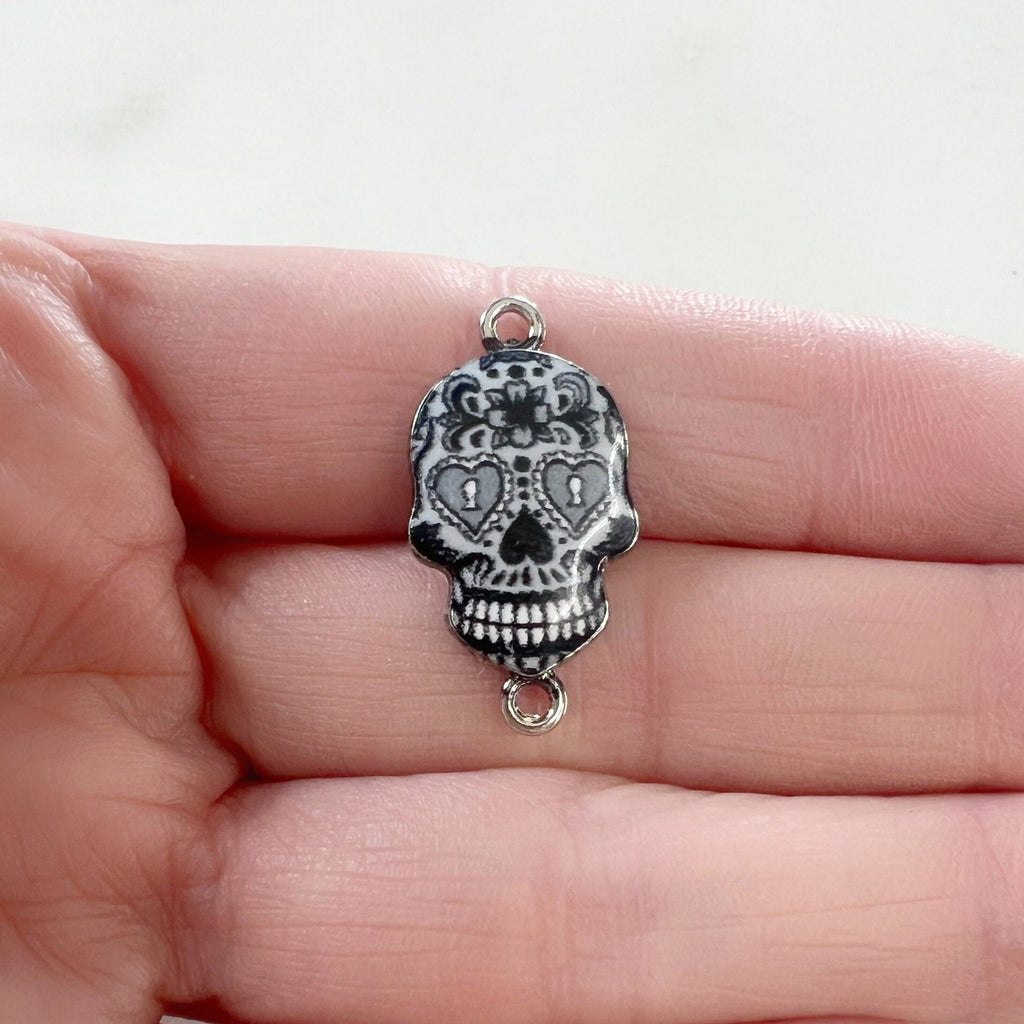 Base Metal Colorful Detailed Day of the Dead Skull Connector Link