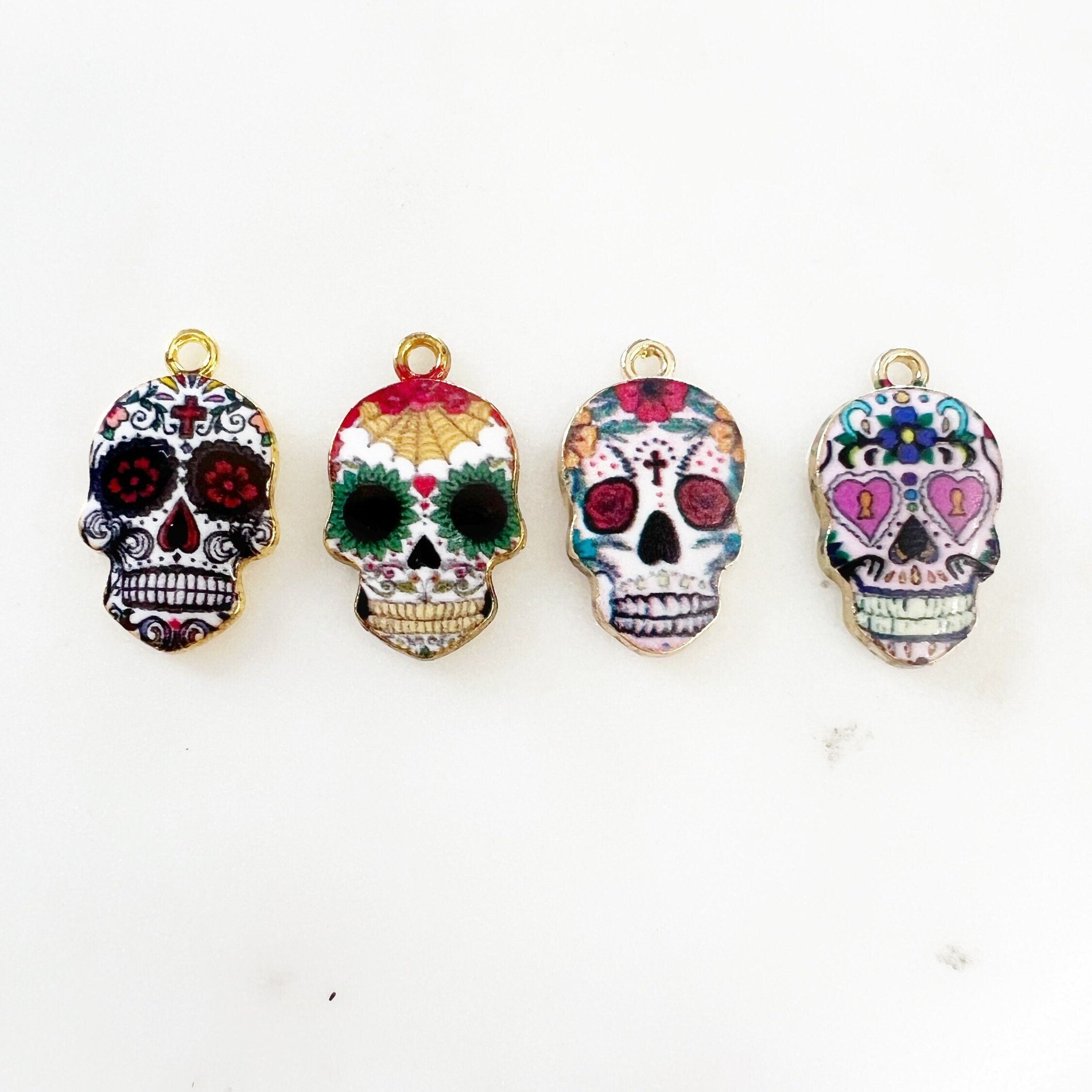 Gold Plated Beautiful Colorful Detailed Day of the Dead 1 Loop