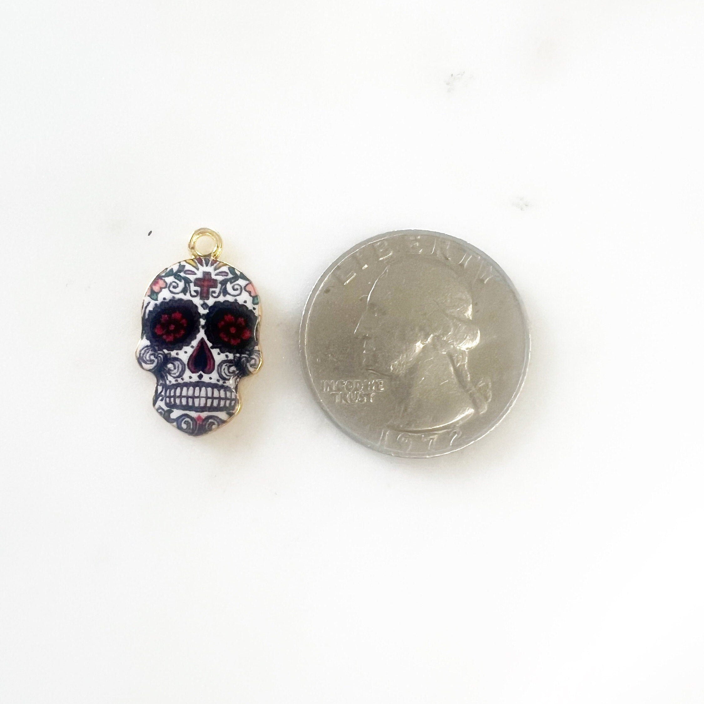 Gold Plated Beautiful Colorful Detailed Day of the Dead 1 Loop