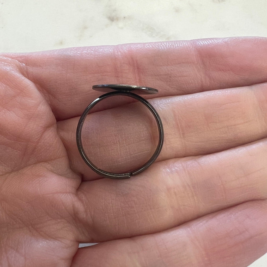 Pewter Adjustable Glue on Ring Base Antique Copper Antique