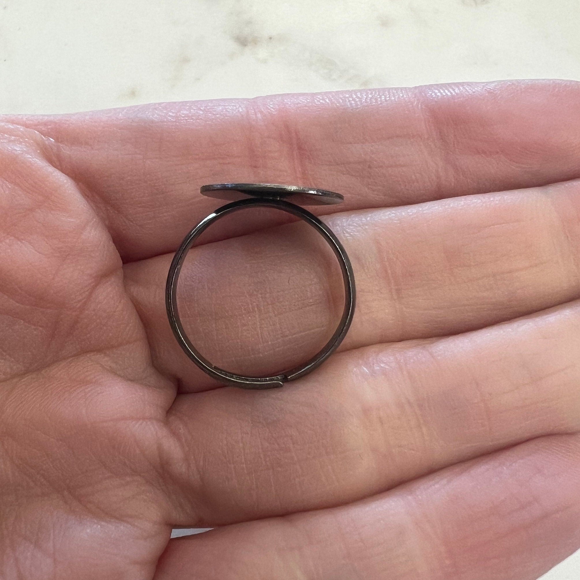 Pewter Adjustable Glue on Ring Base Antique Copper Antique
