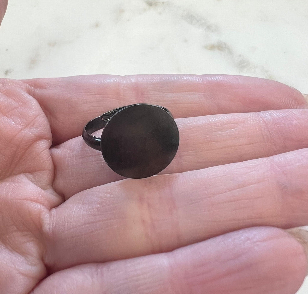 Pewter Adjustable Glue on Ring Base Antique Copper Antique