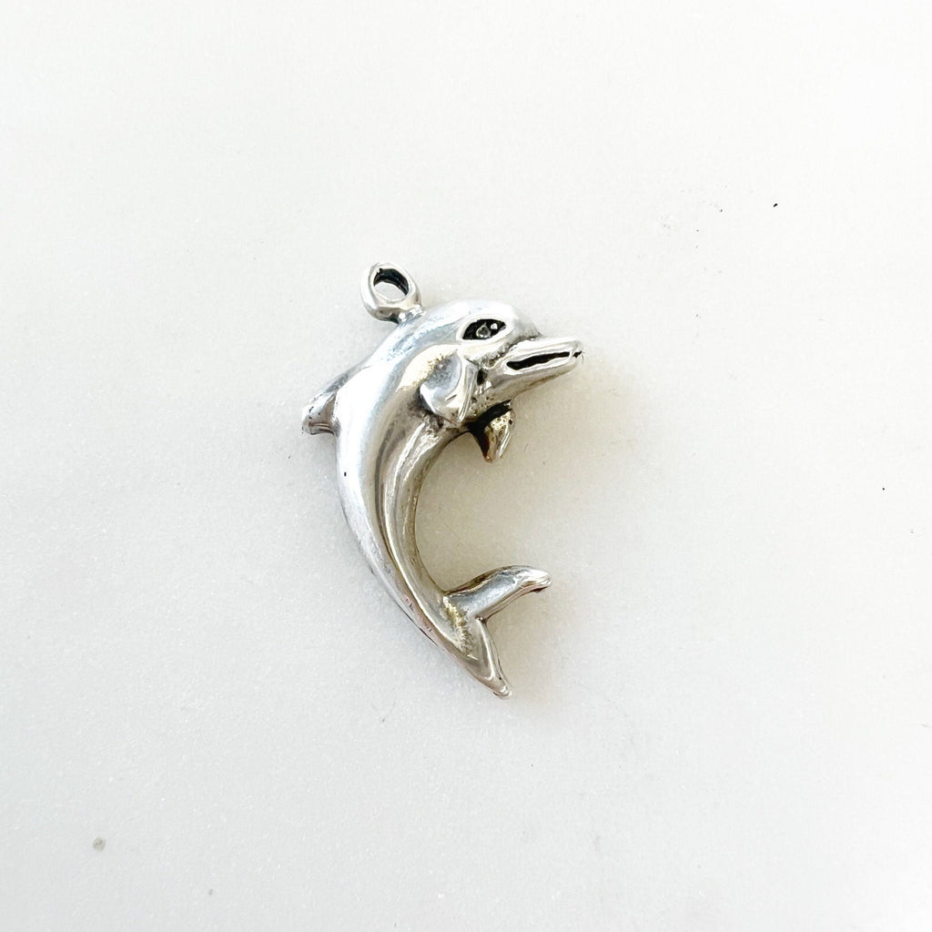 Sterling Silver Detailed Swimming Dolphin Jumping Charm Ocean Inspired
