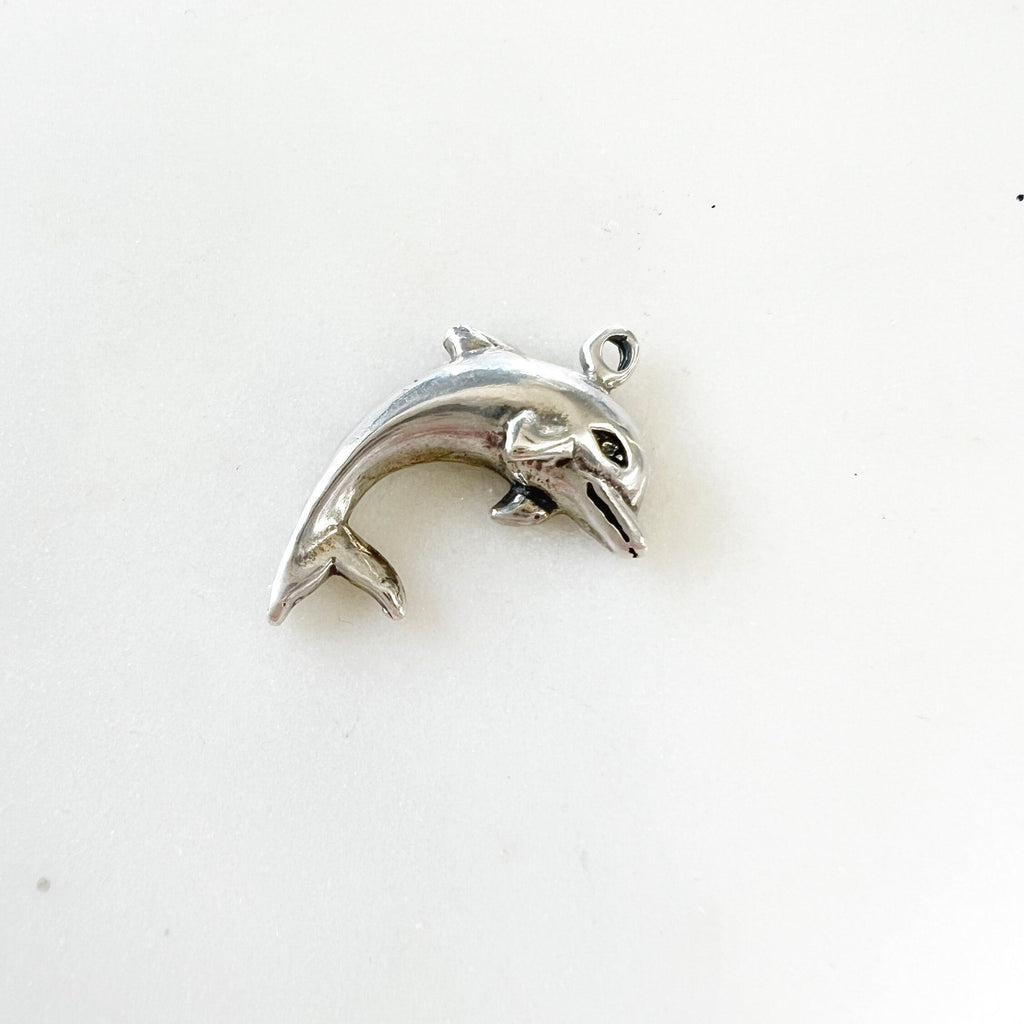 Sterling Silver Detailed Swimming Dolphin Jumping Charm Ocean Inspired