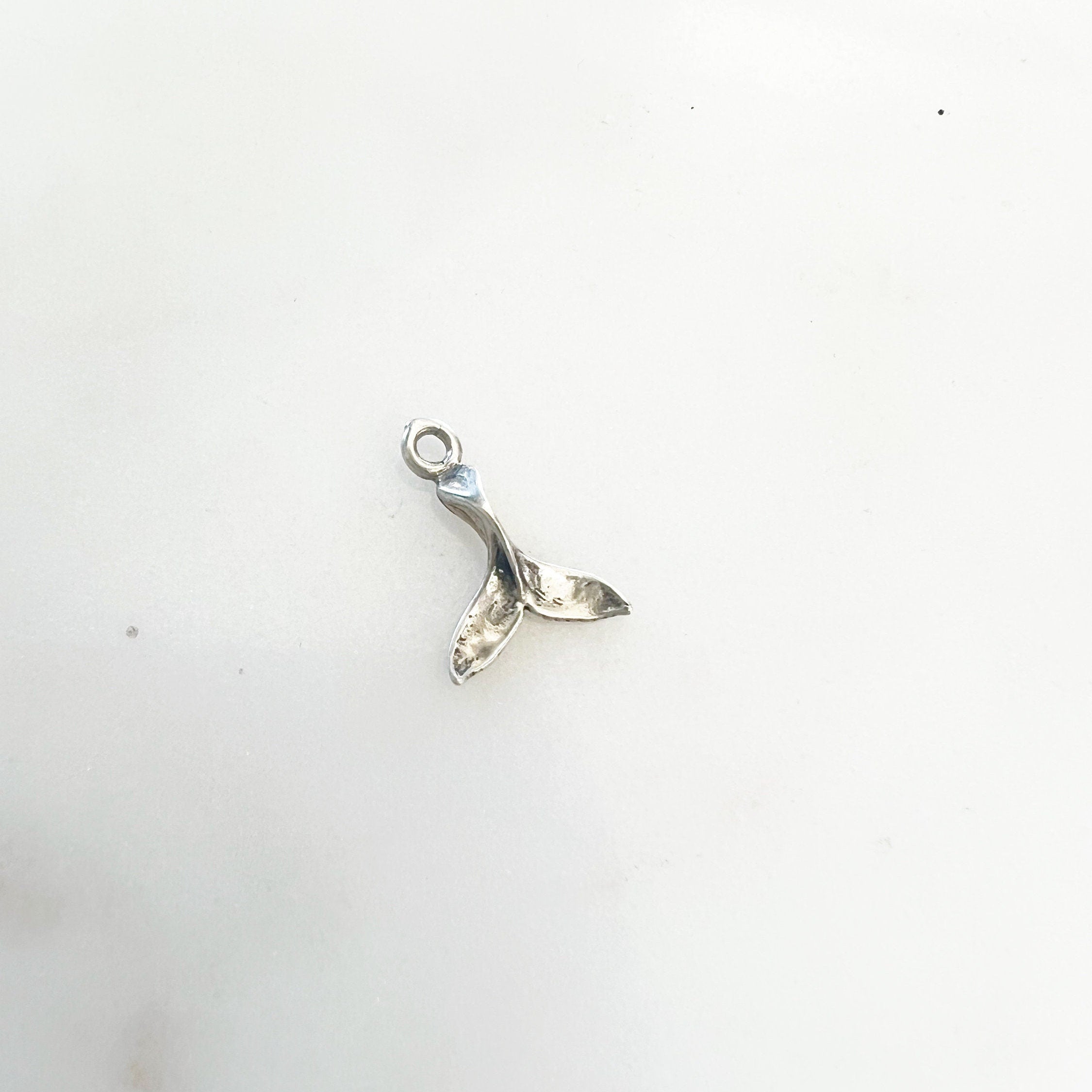 Sterling Silver Tiny Whale Tail Charm Ocean Inspired Beach Pendant