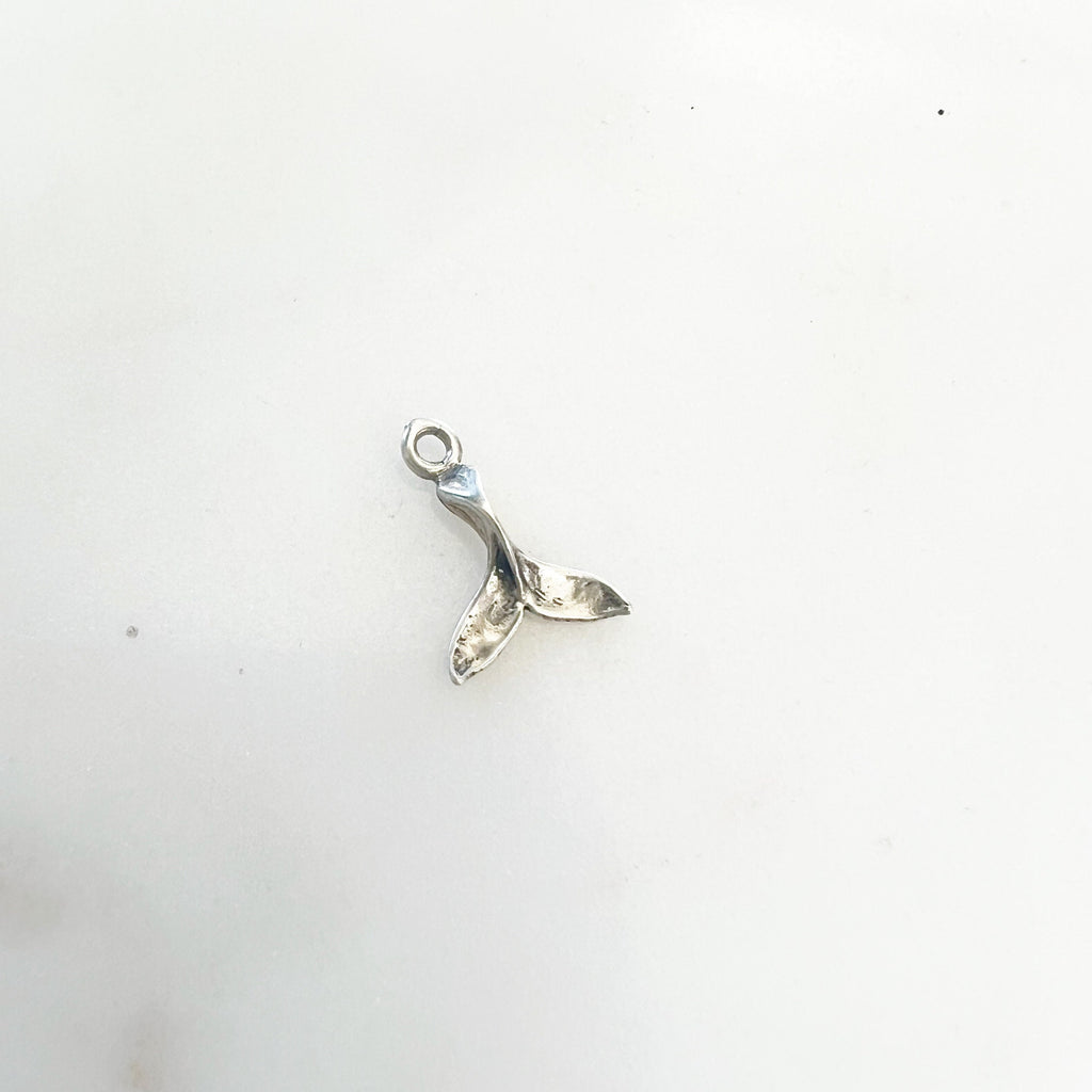 Sterling Silver Tiny Whale Tail Charm Ocean Inspired Beach Pendant – Antique Silver
