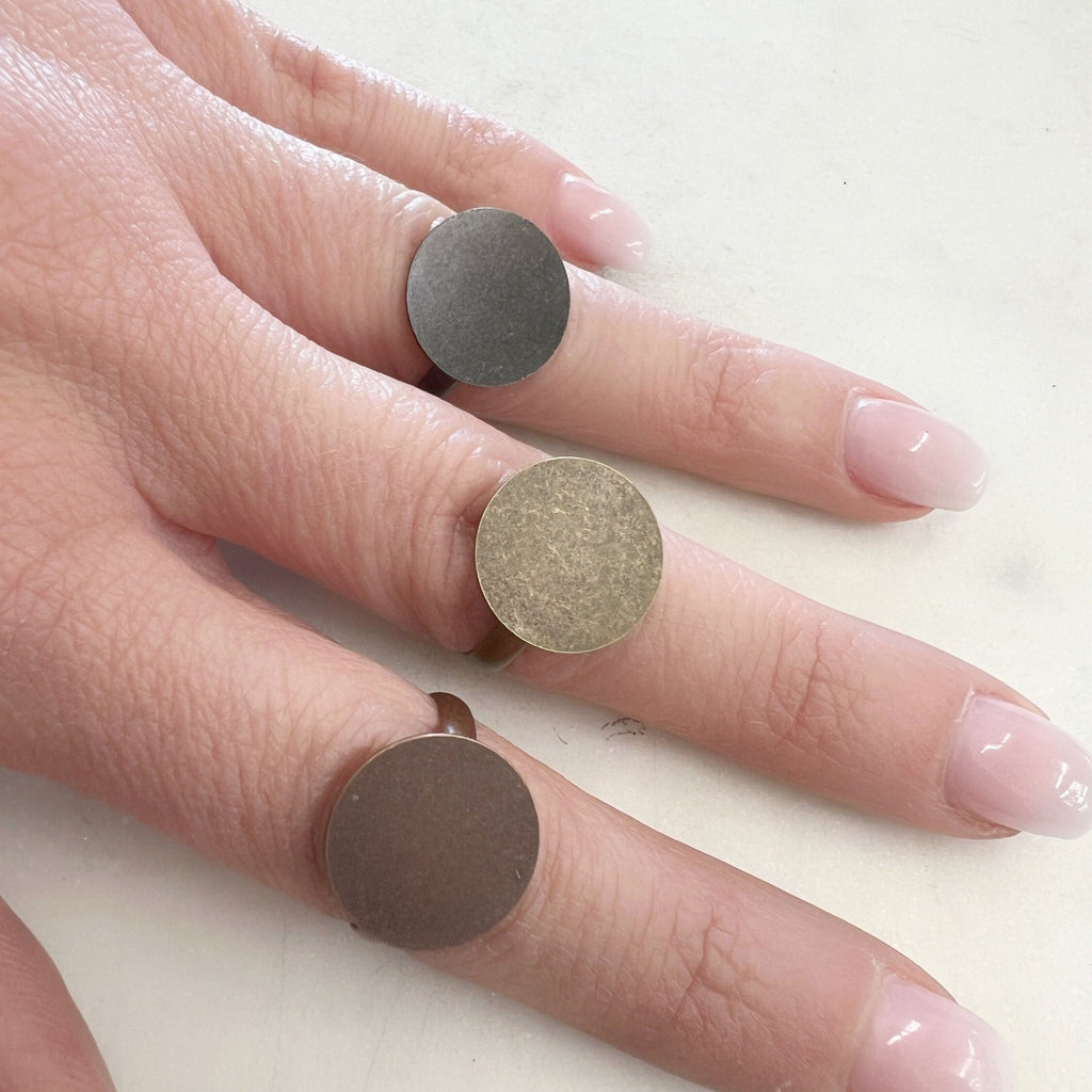 Pewter Adjustable Glue on Ring Base Antique Copper Antique