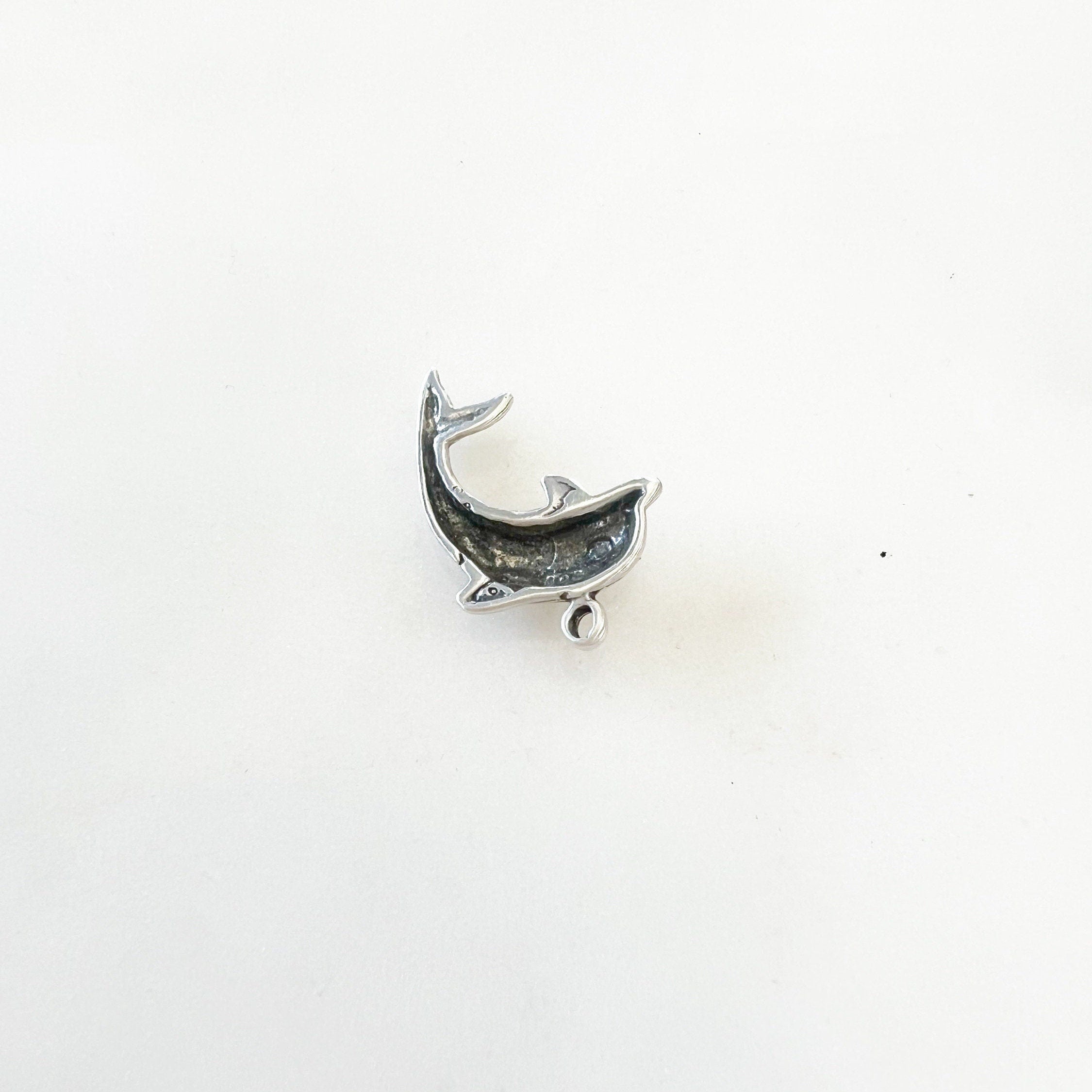 Sterling Silver Detailed Swimming Dolphin Jumping Charm Ocean Inspired