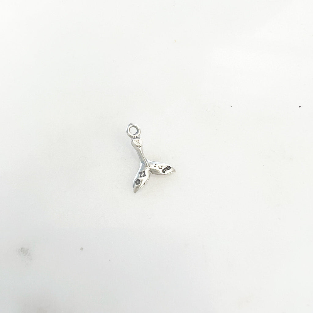 Sterling Silver Tiny Whale Tail Charm Ocean Inspired Beach Pendant – Antique Silver
