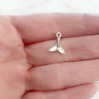 Sterling Silver Tiny Whale Tail Charm Ocean Inspired Beach Pendant – Antique Silver