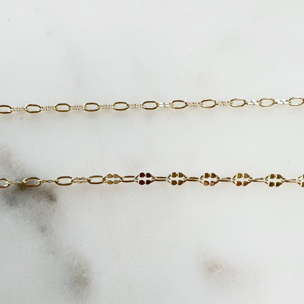 4mmx2.2mm 14K Gold Filled Fancy Dapped Cable Drawn Link – Sold by the Foot